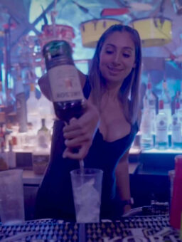 Bartending school Graduate Yesenia working at Martini Bar in Doral Fl