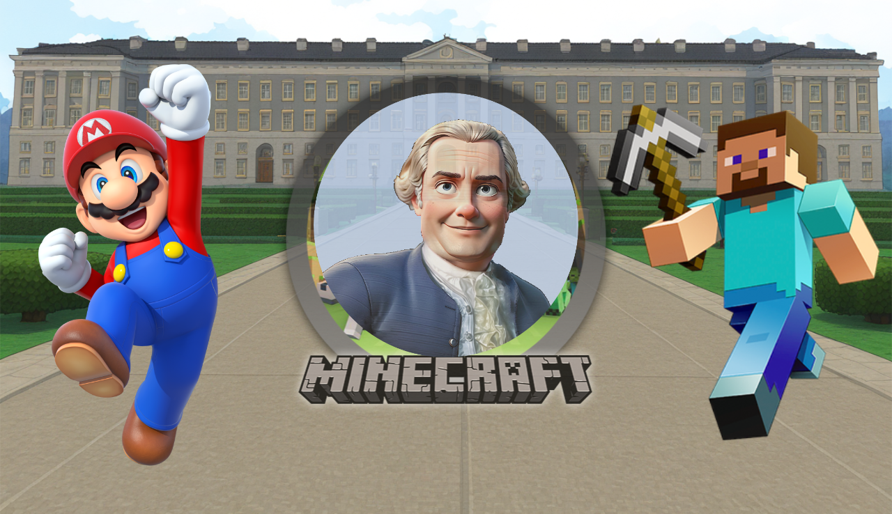 vanvitelli come costruttore in minecraft e mario bros
