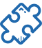 Blue puzzle piece icon on white background.