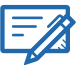 Blue icon with a pen on it.