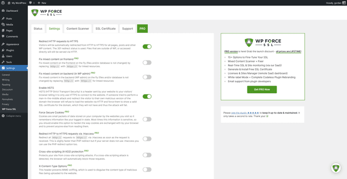 Screenshot of SSL Certificate for WordPress Site - Personal Lifetime Plan and a green screen showing SSL certificate integration.