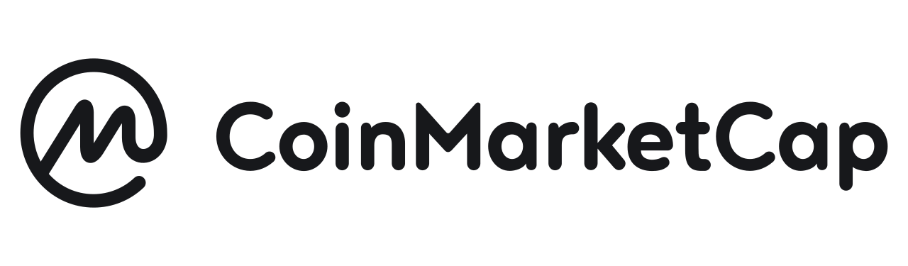 Coin market cap logo isolated on black background.