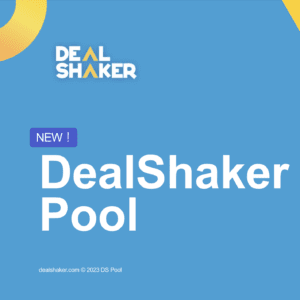 「New! DS Exchange Pool" with a blue graphic at the bottom with the DealShaker logo and website copyright notice.