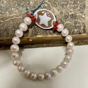 Bracciale Cammeo, Bracciale perle di fiume, cammeo stella e chips di corallo
