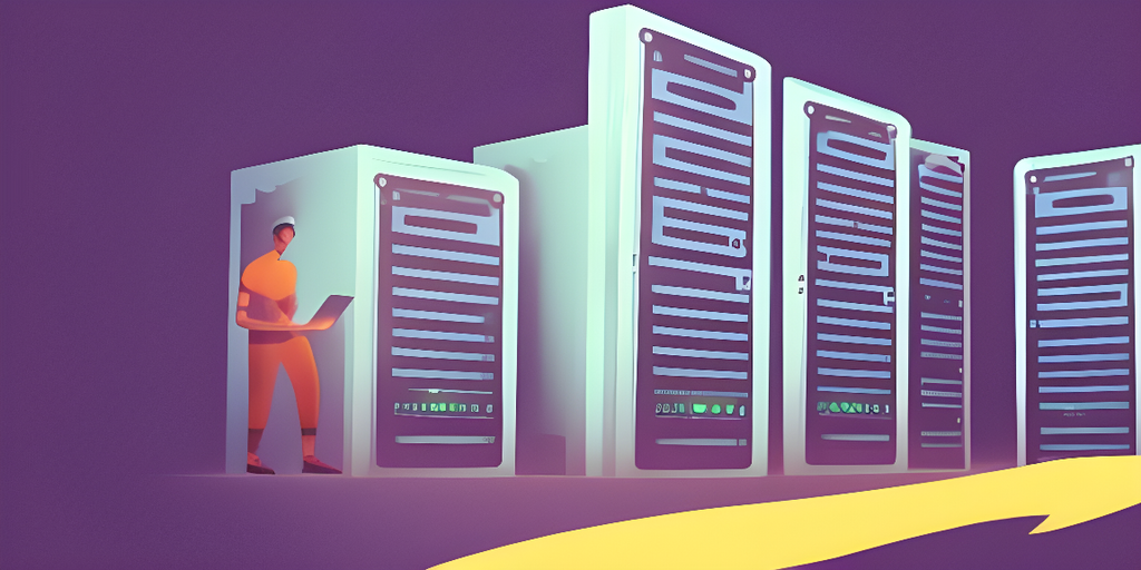 An illustration of a person finding the perfect WordPress hosting solution in front of a server.