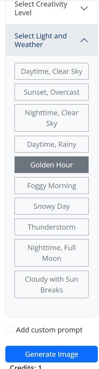 Light and weather settings