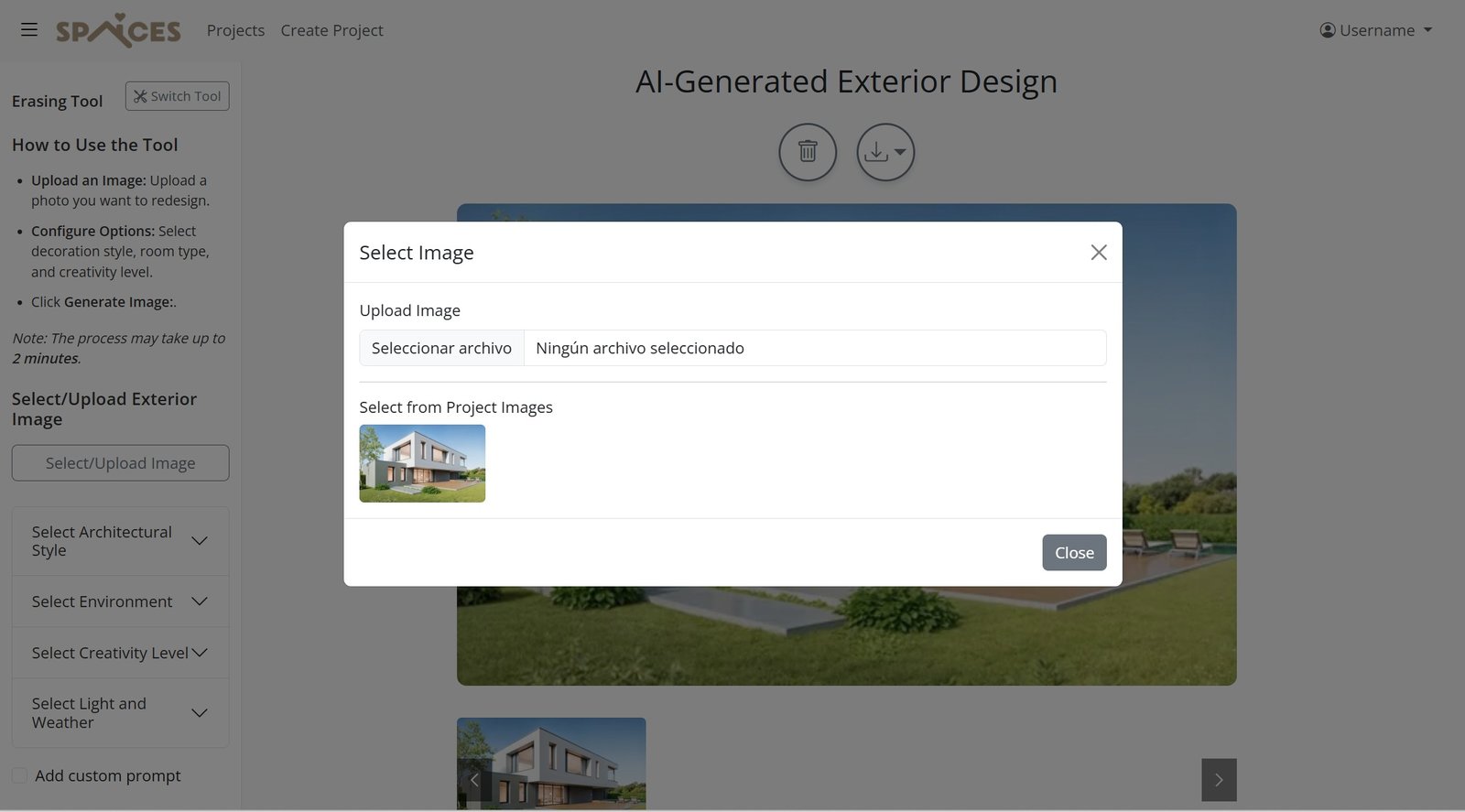 Upload or select base image for redesign